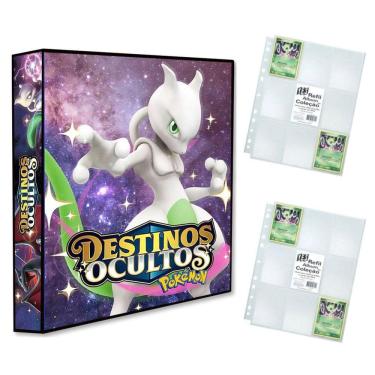Imagem de Álbum Pasta Fichário Pokemon com 20 Folhas YES Sol e Lua Destinos Ocultos MewTwo Capa Dura Resistente para colecionar cartas ou cards