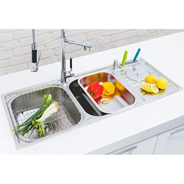 Imagem de Kit Cuba Gourmet em Inox Dupla para Cozinha - Linha Ultra - LMS-FSH-8012