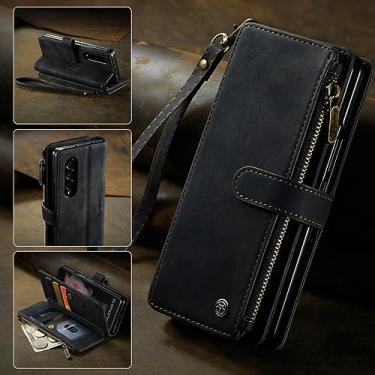 Imagem de Estojo de couro tipo carteira de luxo para Samsung Galaxy S20 S21 S22 Ultra FE Note 20 Z Fold 3 4 A32 A33 A53 5G capa para slot de cartão, preto, para S22 Plus