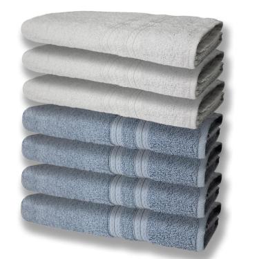 Imagem de 7 Toalhas Grande E Grossa 4 Azul 3 Branco