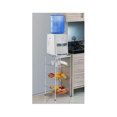 Imagem de Mesa para Bebedouro Desmontável com Cesto de Frutas Utimil CR436 em Aço e Arame Cromado