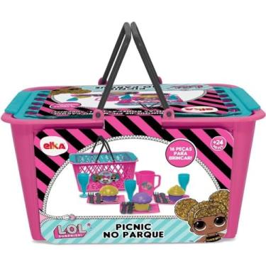 Imagem de Cesta Pic Nic No Parque - L.O.L. Surprise, Elka, cesta rosa pink/tampa verde água/alça preta/acessórios coloridos