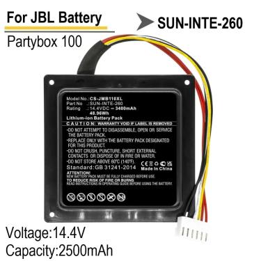 Imagem de SUN-INTE-260 Substituição de Bateria  Compatível com JBL Partybox 100  Alta Potência  Portátil  Sem