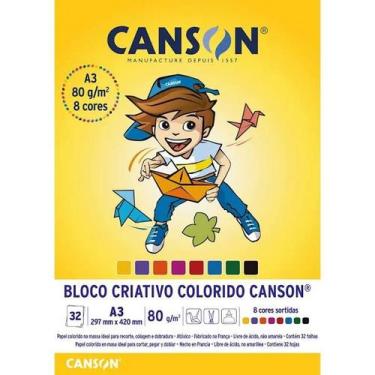 Imagem de Bloco Criativo Papel Colorido Infantil 8 Cores 32 Fls A3 80G - Canson