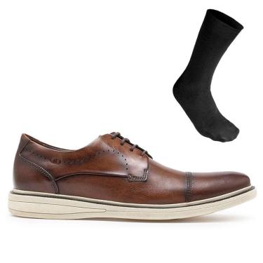 Imagem de Sapato Social De Couro Democrata Masculino Metropolitan Bay 273101 + Meia Social Color Sports