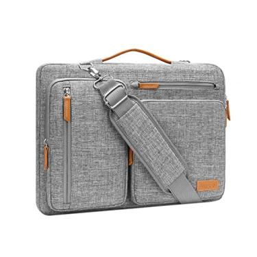 Imagem de MOSISO Bolsa de ombro protetora 360 para laptop, bolsa para computador de 15 polegadas compatível com MacBook Air M4 M3 M2/Pro A1990 A1707, Dell XPS Plus, bolsa carteiro aberta lateral com 4 bolsos e