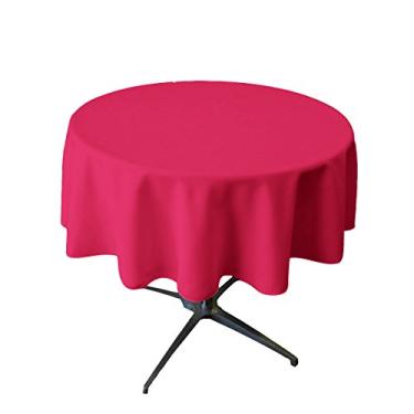 Imagem de LA Linen Toalha de mesa de popelina de poliéster 147 cm redonda, fúcsia