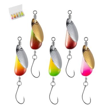 Imagem de Trout Spinners, iscas de pesca de truta mosca para robalo lúcio de salmão, kit giratório de pesca iscas de baixo boca pequena com spinner de latão para pesca no lago rio (estilo C-2,8 g/5 peças)