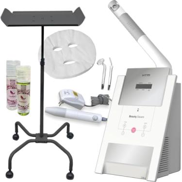 Imagem de Kit Beauty Steam Aparelho de Vapor de Ozônio + Beauty Face com Jogo de Eletrodos + Suporte para Vapor - HTM (Preto)