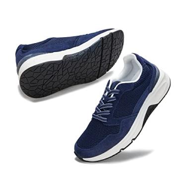 Imagem de DASENGYE Tênis feminino moderno antiderrapante confortável com cadarço e malha para caminhada feminino, Azul marinho, 10