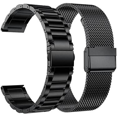 Imagem de EANWireless Pulseira de substituição de 22 mm compatível com Garmin Vivoactive 4 de 45 mm/Venu 2 de 45 mm, pulseira de metal de aço inoxidável e milanese para Forerunner 745/265/255/255 Music de 46