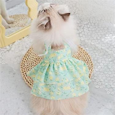 Imagem de Yeduzyn Vestido de princesa para cães com laço roupas para animais de estimação lindo colete de flores para cachorro adorável camiseta respirável para animais de estimação roupas para animais de