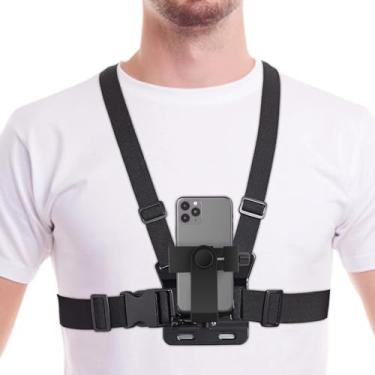 Imagem de KAISKA Suporte de alça de peito de telefone para vídeos POV/VLOG, suporte de peitoral compatível com iPhone 13 12 11Pro Max Plus, Samsung, GoPro Hero 11, 10, 9, 8, AKASO, câmera de ação DJI e