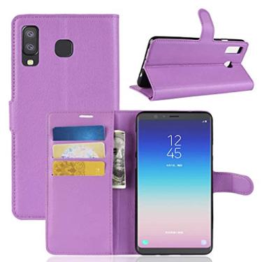 Imagem de Capa para Samsung Galaxy A9 Star, capa carteira flip de couro PU premium com compartimento para cartão, suporte e fecho magnético [capa interior à prova de choque de TPU] Compatível com Samsung Galaxy