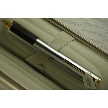 Imagem de Sheaffer Caneta tinteiro compacta Agio com ponta média com cartuchos, acabamento cromado escovado com acabamento em placa de ouro 22K (SH/9003-0)