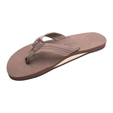 Imagem de Sandálias Masculinas Rainbow de Couro Premier, Camada Única, Alça Larga com Arco, Expresso, 7.5-8.5