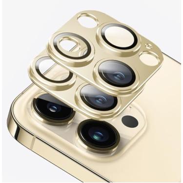 Imagem de D.SKING Pacote com 2 para iPhone 14 Pro Max/iPhone 14 Pro Protetor de lente de câmera, liga de alumínio de vidro e safira, capa de câmera de vidro temperado de safira, resistente a arranhões, ultra