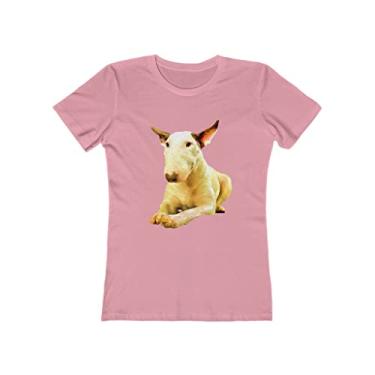 Imagem de English Bull Terrier 'Sheba' - Camiseta feminina de algodão torcido da Doggylips, Rosa claro sólido, G