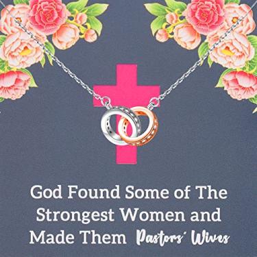 Imagem de HOLLP Presente de pastores para esposa joias religiosas God Found Some of the Strongest Necklace for Wife, Aço inoxidável, Sem Pedra Preciosa