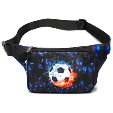 Imagem de Pochete infantil, bolsa de cinto para meninos, meninas, adolescentes, crianças, mochila de quadril, bolsa de bumbum leve para treino, corrida, viagem, trilhas, presentes, Futebol azul, Small,