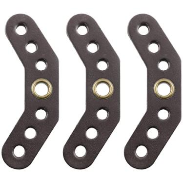 Imagem de WHYHKJ 3 peças de pala de arco de couro marrom com ilhós de metal alça de alça de couro suporte para arco composto alça de pulso