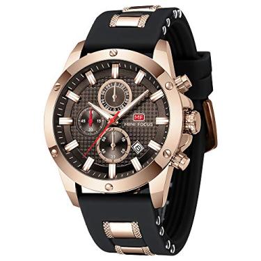 Imagem de Relógio de quartzo masculino casual esportivo Mini Focus (cronógrafo/à prova d'água/luminoso/calendário) com pulseira moderna de silicone, Ouro rosa
