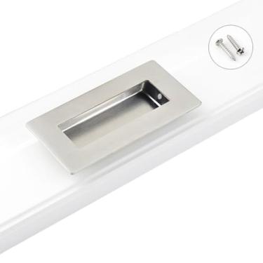 Imagem de Maçaneta de porta furtiva embutida, fivela oculta de gaveta de armário de porta deslizante preta, maçaneta escura de aço inoxidável 304, maçaneta de porta deslizante, quadrado prateado E01