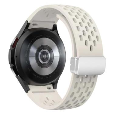 Imagem de Waillynice Pulseira de silicone para Samsung Galaxy Watch 7 6 5 4 40 mm 44 mm 45 mm, pulseira de fivela magnética sem lacunas (Starlight-S, Watch 4 5 6 40 mm)