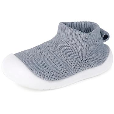 Imagem de Pantufas infantis infantis para meninos e meninas com sola antiderrapante, Cinza-20, 22