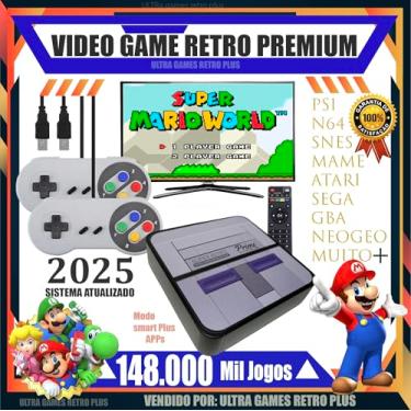 Imagem de Mini Console Retro Super Nintendo com 40 mil jogos + 2 Controles SNES Video Game Retro...