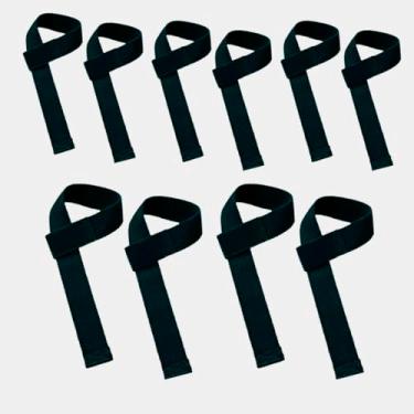 Imagem de Kit 5x Pares Tala Strap 100% Algodão P/Musculação Academia Preto