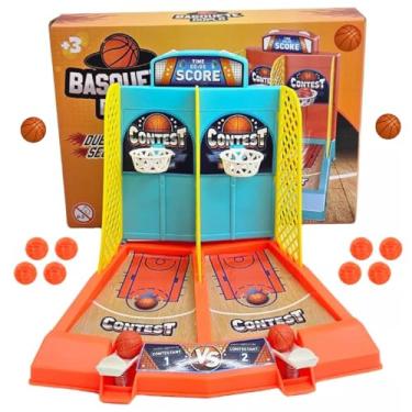 Imagem de Genérico Mini Basquete DUPLO Com Lançador DE BOLINHAS QUADRA BASKETBALL Diversão Brinquedo Infantil TABULEIRO MESA JOGAR PONTARIA INTERATIVO DESPERTE A IMAGINAÇÃO 18CM