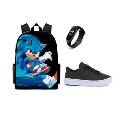 Imagem de Mochila Escolar Masculina Lançamento Com Tenis Casual E Relogio - Kaut