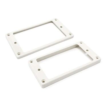 Imagem de Vintage Forge Conjunto de anéis de montagem de captador Humbucker de fundo plano branco (ponte e pescoço) para guitarras Epiphone HR1300F-WHT