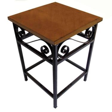 Imagem de Banco Banquinho De Ferro E Madeira Rústico Com Assento Em Madeira Maciça