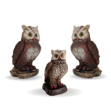 Imagem de Kit 3 Corujas Espanta Pombo E Passarinhos Em Gesso - Várias Variedades