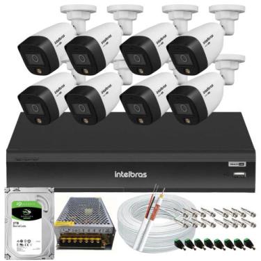 Imagem de Kit 8 Cameras Intelbras 1220b Full Color 1080p Dvr Imhdx 3008 Full Hd 