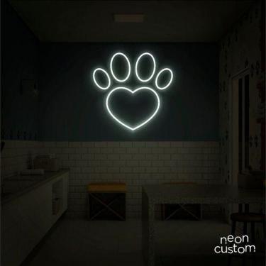 Imagem de luminaria letreiro Neon Led Amo Pets 30x30 luminoso decoração p/ selfi