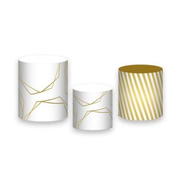 Imagem de Trio de Capas de Cilindro - Efeito Geométrico Dourado Anos 012 - Via C