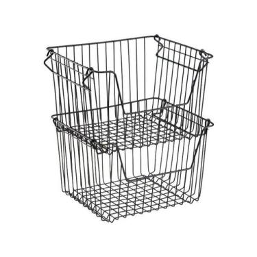 Imagem de Cesto Organizador Retangular Arthi Black - 9108 2 Peças