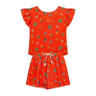 Imagem de Conjunto Infantil Menina Em Viscose, Blusa Com Detalhes, Shorts Com Bo