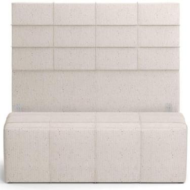 Imagem de Kit Cabeceira Cama Box Casal 140cm com Calçadeira Roma W01 Linho Cru -