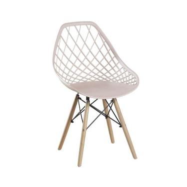 Imagem de Cadeira De Jantar Cloe Nude Base Madeira Rivatti Kit 2 Unid