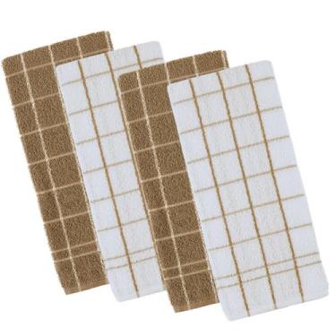 Imagem de Kit 4 panos de prato teka chef premium atoalhado 100% algodão 45 x 70c