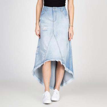 Imagem de Saia Jeans Midi Assimétrica Destroyed - Bloom, 46