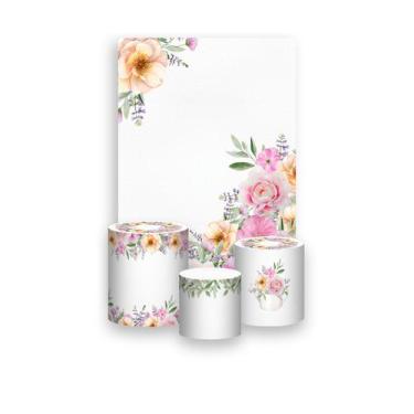 Imagem de Painel De Festa Vertical 1,50 x 2,20 + Trio De Capas Cilindro - Floral