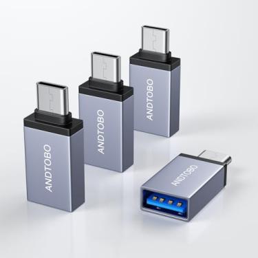 Imagem de Adaptador USB C para USB (pacote com 4), USB-C para USB 3.0 fêmea adaptador OTG para celular, adaptador USB C para USB compatível com iPhone 15 Pro Max, MacBook Pro Air 2023, iPad, Mini, iMac Surface