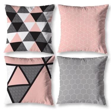 Imagem de Kit 4 Capas de Almofadas Cheias 40cm Estampada Geo Rosa - Mercado Bord