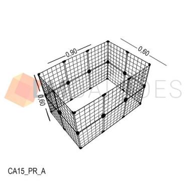 Imagem de Cercadinho Aramado Preto Para Pet - 0,90 X 0,60 X 0,60m - LM Balcoes