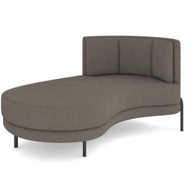 Imagem de Chaise Longue Divã 164cm Braço Direito Logus D06 Bouclê Bege Escuro - 
